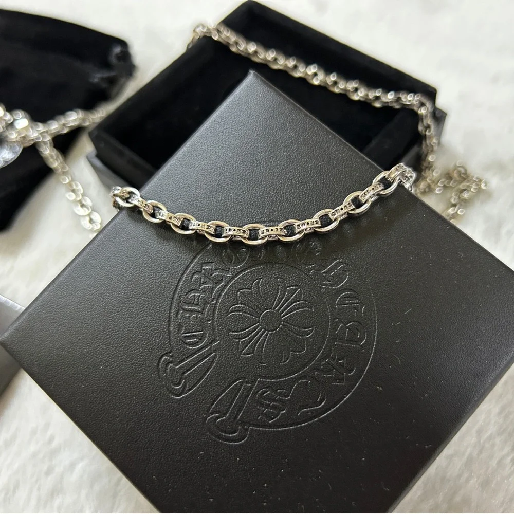 Chrome Hearts Silver Gothic Fleur Cross Pendant Necklace